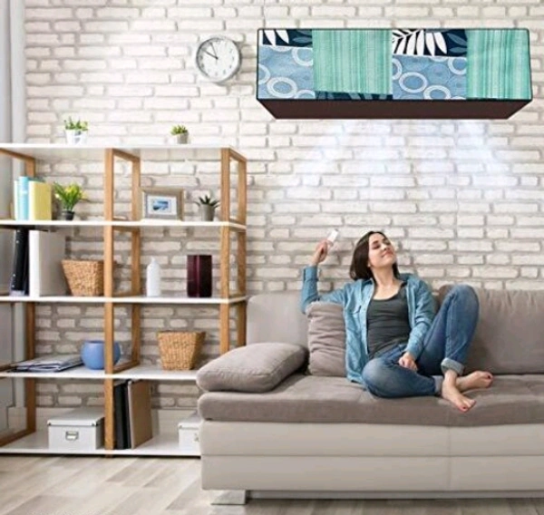 DREAM eHOME PVC Blue Color Printed c 1.5TonAc Cover for Split Indoor - 1.5 Ton, Blue, PVC, Pack of1